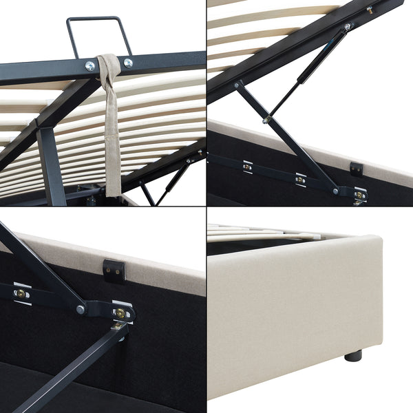 Tweepersoonsbed Nola bedframe met lattenbodem en opbergruimte [en.casa]
