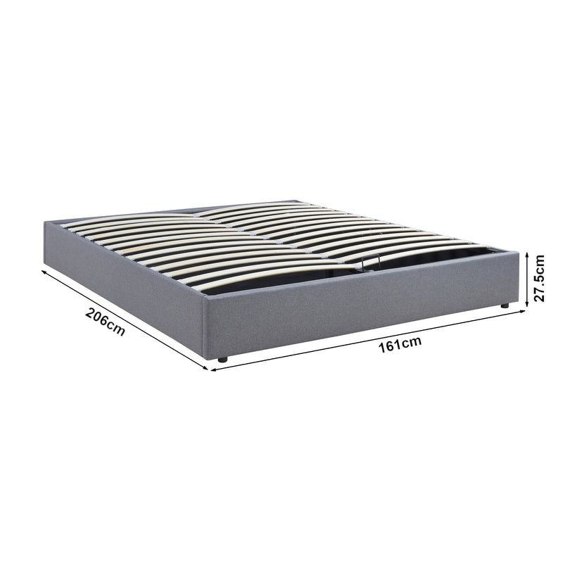 Maatschets Tweepersoonsbed Nola bedframe met lattenbodem en opbergruimte [en.casa]