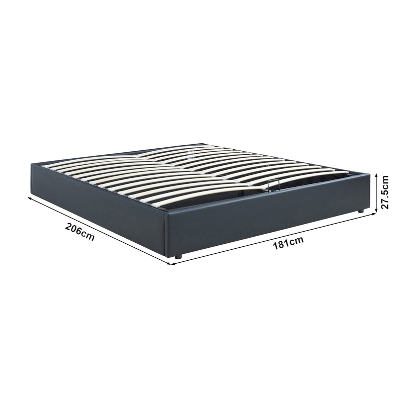 Maatschets Tweepersoonsbed Nola bedframe met lattenbodem en opbergruimte [en.casa]