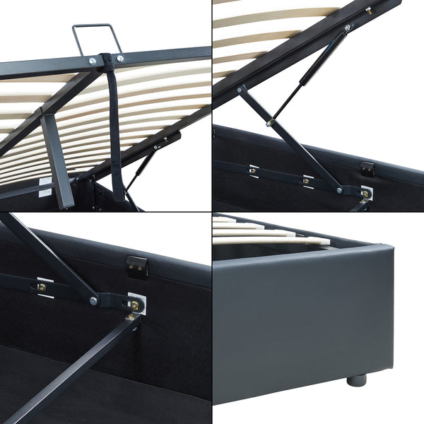 Tweepersoonsbed Nola bedframe met lattenbodem en opbergruimte [en.casa]