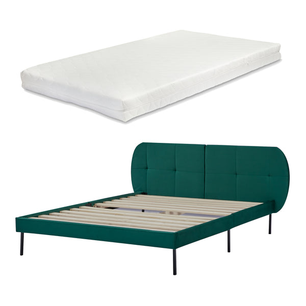 Gestoffeerd bed Porvoo met bedbodem en matras [en.casa]