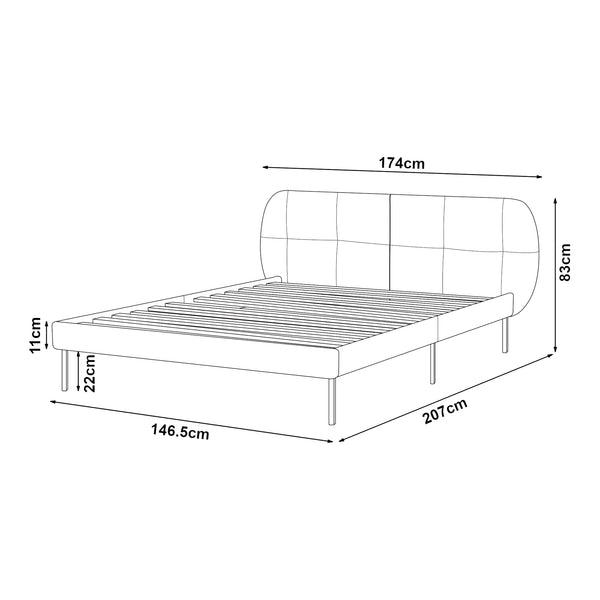 Gestoffeerd bed Porvoo met bedbodem en matras [en.casa]