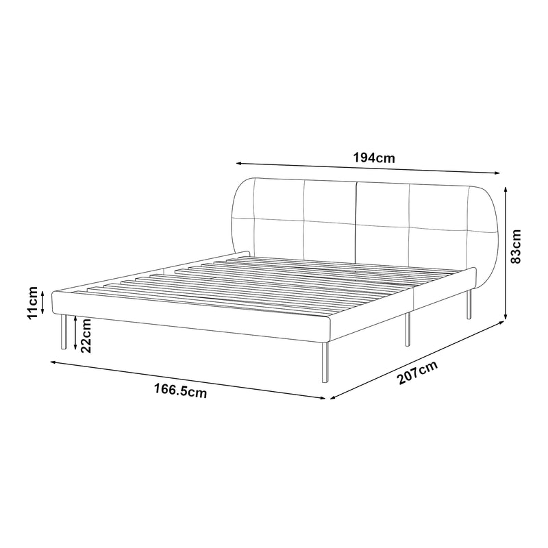 Maatschets Gestoffeerd bed Porvoo met bedbodem en matras [en.casa]