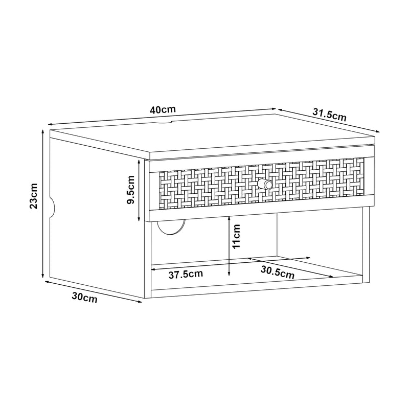 Maatschets Wandrek Eiker met lade 40x31,5x23 cm [en.casa]