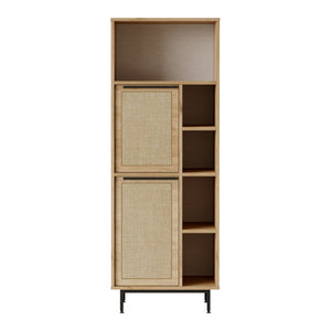 Keukenkast Kvænangen eikenkleurig rotan look en zwart [en.casa]