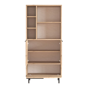 Keukenkast Kvænangen eikenkleurig rotan look en zwart [en.casa]