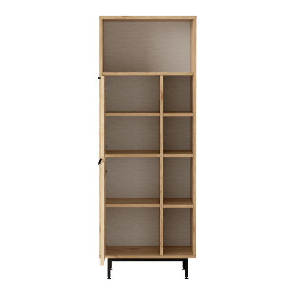 Keukenkast Kvænangen eikenkleurig rotan look en zwart [en.casa]