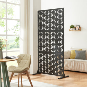Indoor scheidingswand Aaskis staal 200x100x50 cm zwart [casa.pro] - premiumXL