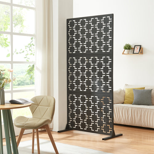 Indoor scheidingswand Aaskis staal 200x100x50 cm zwart [casa.pro] - premiumXL