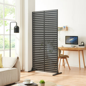 Indoor scheidingswand Trolu staal 200x100x50 cm zwart [casa.pro] - premiumXL