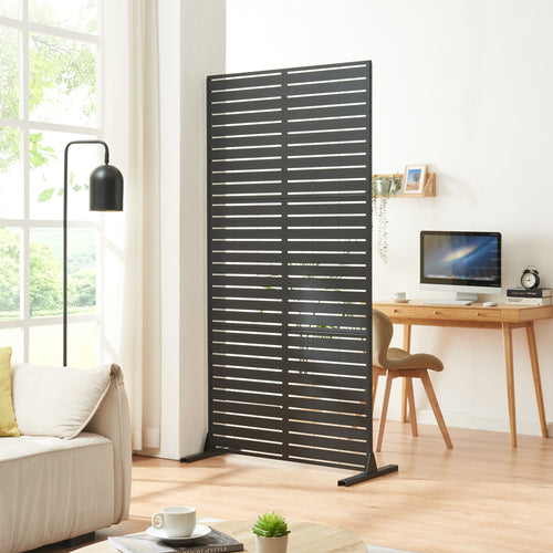 Indoor scheidingswand Trolu staal 200x100x50 cm zwart [casa.pro] - premiumXL