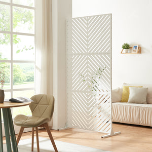 Indoor scheidingswand Kekan staal 200x100x50 cm wit [casa.pro] - premiumXL