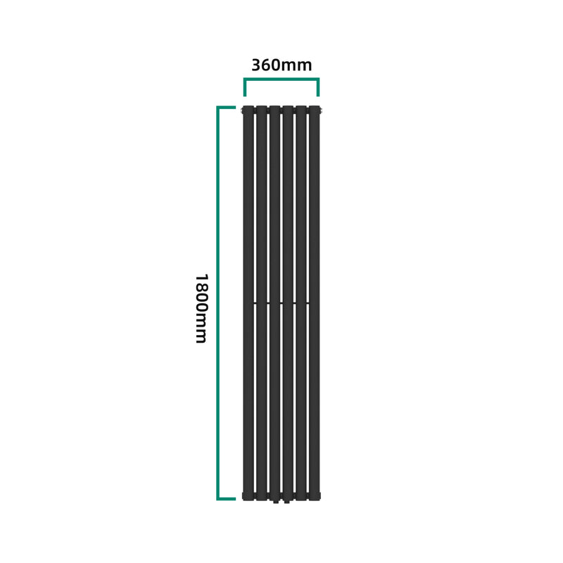 Maatschets [neu.haus] Designradiator Nore 180x36x5,6 cm zwart