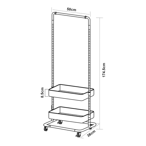 Kledingrek Kumad kapstok op wielen 174,5x58x36 cm [en.casa]