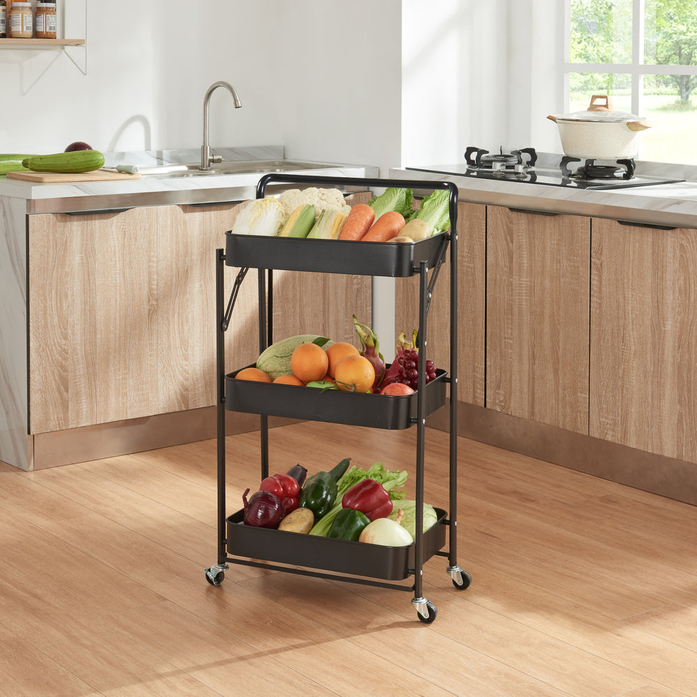 [en.casa] Keukentrolley Vörå 88x45x30 cm zwart