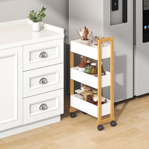 Trolley Varulta bamboe 80x41x20 cm wit [en.casa]