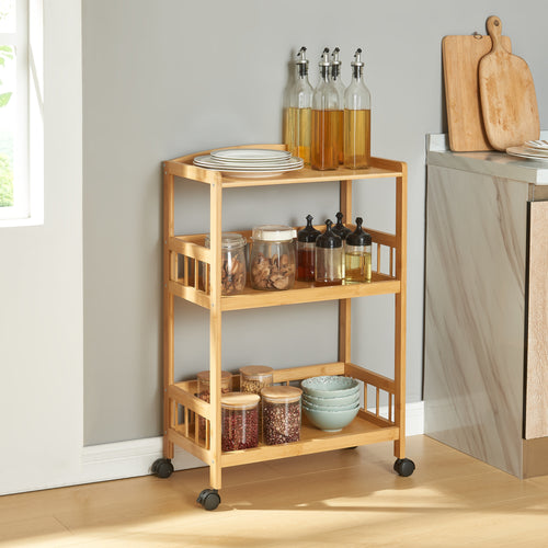 Servierwagen Huddinge 80x53x30 cm Bamboe [en.casa] - premiumXL