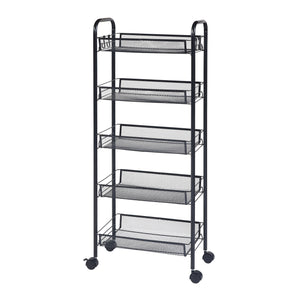 [en.casa] Keukentrolley Tromsø serveerwagen met opbergmanden zwart - 3 varianten