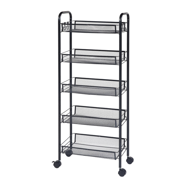 [en.casa] Keukentrolley Tromsø serveerwagen met opbergmanden zwart - 3 varianten