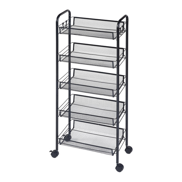 [en.casa] Keukentrolley Tromsø serveerwagen met opbergmanden zwart - 3 varianten