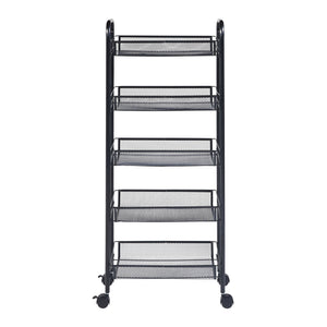 [en.casa] Keukentrolley Tromsø serveerwagen met opbergmanden zwart - 3 varianten