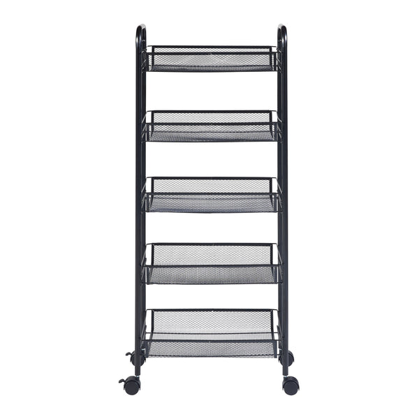 [en.casa] Keukentrolley Tromsø serveerwagen met opbergmanden zwart - 3 varianten