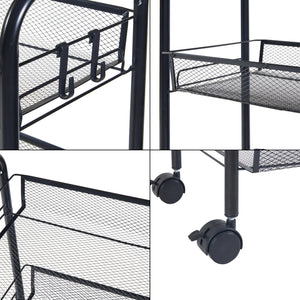 [en.casa] Keukentrolley Tromsø serveerwagen met opbergmanden zwart - 3 varianten