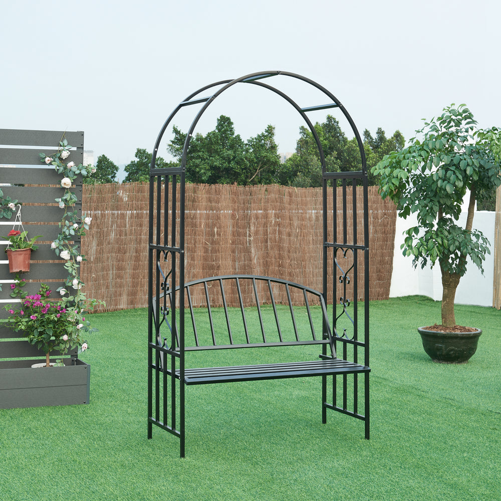 Pergola Barile met bank 205x114x55 cm zwart casa.pro