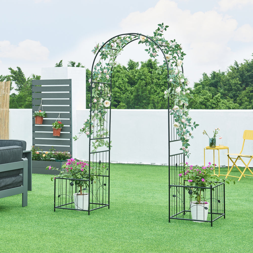 Pergola Barisciano met 2 plantenbakken 220x202x50 cm zwart casa.pro