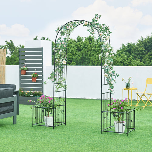 Pergola Barisciano met 2 plantenbakken 220x202x50 cm zwart casa.pro