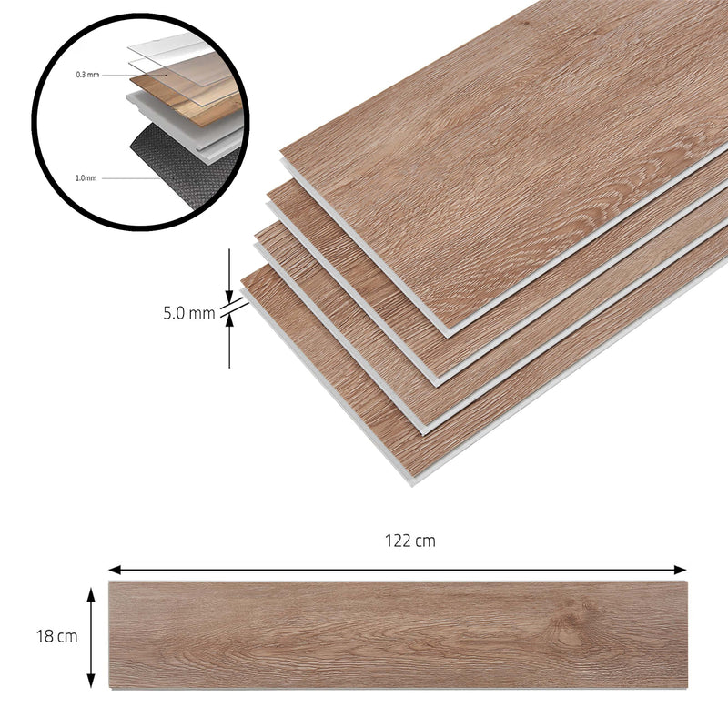 Maatschets Vinyl-SPC vloer Okapirg klik systeem 5 mm dikte massieve planken NEU.HOLZ