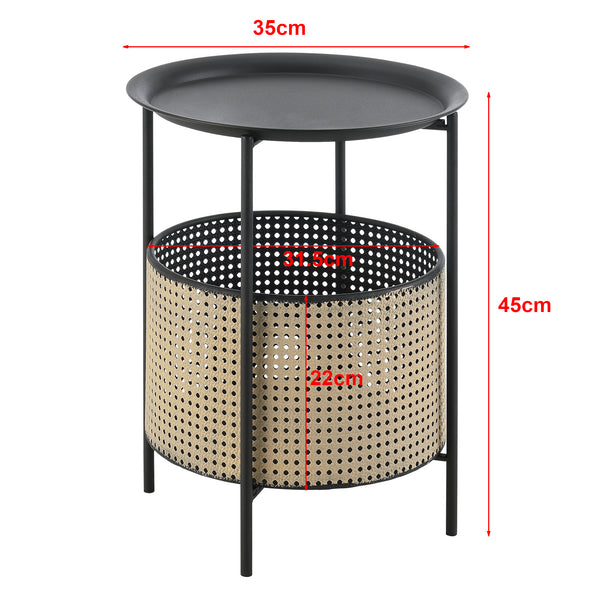 Bijzettafel Beaumont rond zwart en zandkleurig - 2 varianten