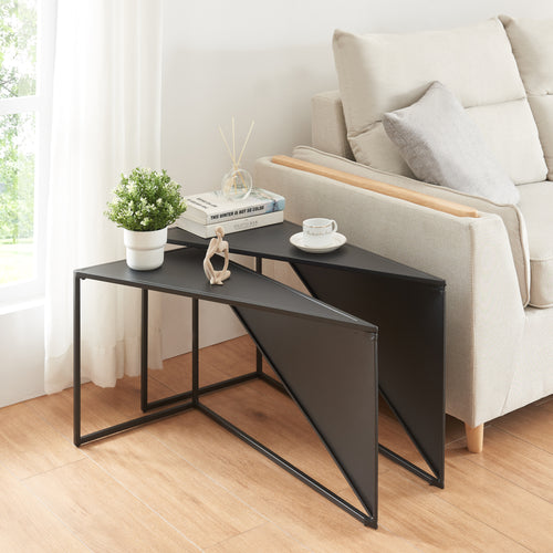 Satztisch Kungsör 2-delig Set Metaal Zwart [en.casa] - premiumXL