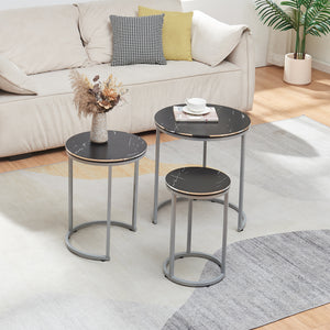 [en.casa] Bijzettafel Bornholm set van 3 rond - 2 varianten