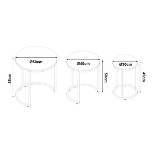 [en.casa] Bijzettafel Bornholm set van 3 rond - 2 varianten