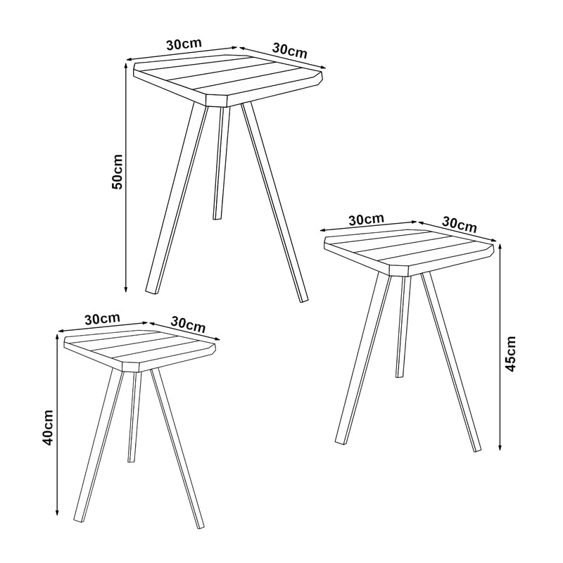 Maatschets [en.casa] Bijzettafel set van 3 Masku grenen - 2 varianten
