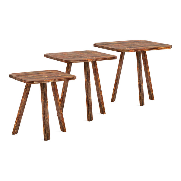 [en.casa] Bijzettafel set van 3 Masku grenen - 2 varianten