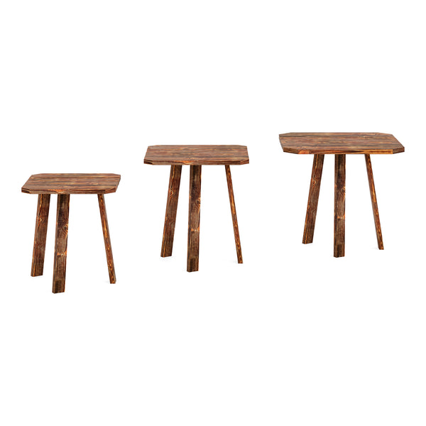 [en.casa] Bijzettafel set van 3 Masku grenen - 2 varianten