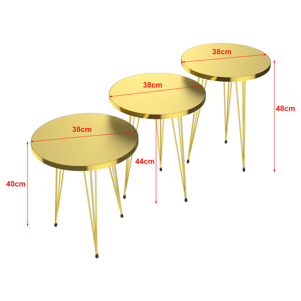 [en.casa] Bijzettafel Skibby set van 3 rond - 3 varianten