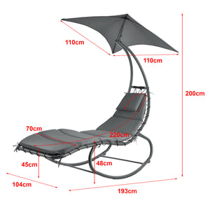 Ligstoel Lamia met luifel schommelstoel max 160 kg 193x104x200 cm - 3 varianten