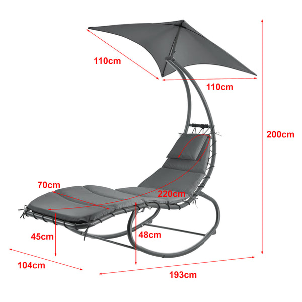 Ligstoel Lamia met luifel schommelstoel max 160 kg 193x104x200 cm - 3 varianten