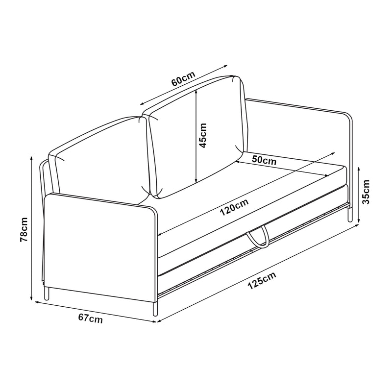 Maatschets [en.casa] Slaapbank 2-zitsbank 78x125x67 cm - 5 varianten