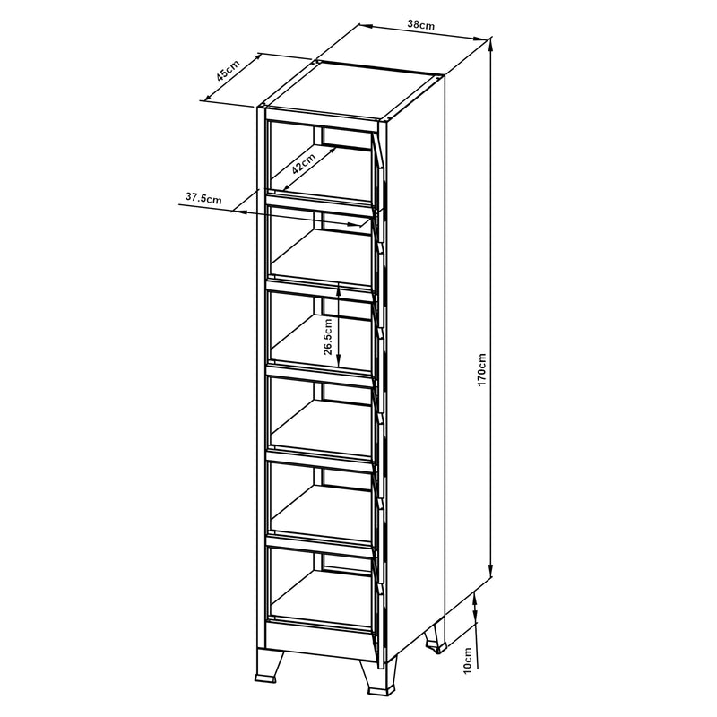 Maatschets [en.casa] Lockerkast Joroinen 180x38x45 cm staal - 6 varianten