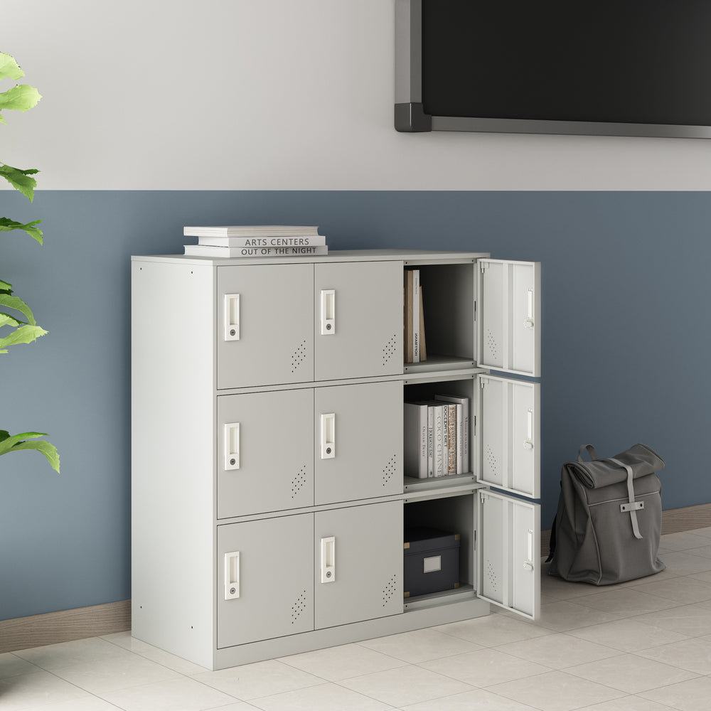 Lockerkast Rautavaara met 4/6/9 deuren lichtgrijs [en.casa] - premiumXL