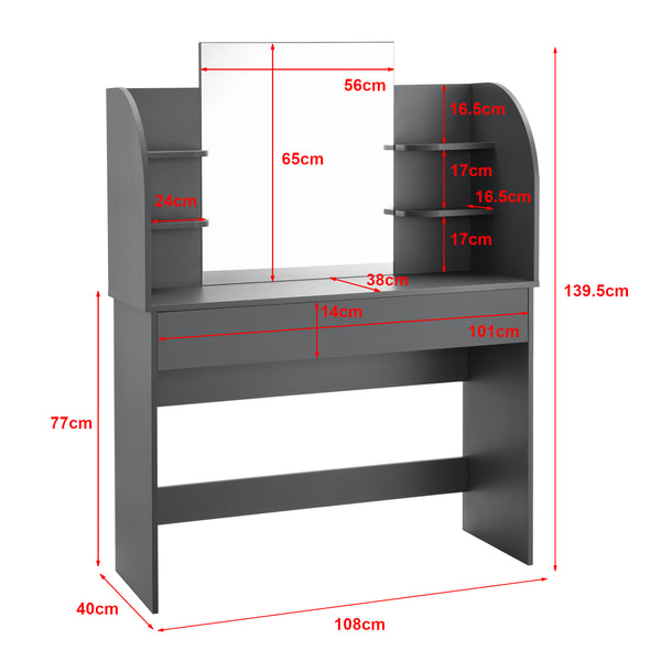 Kaptafel Köla met spiegel 139,5x108x40 cm - 4 varianten