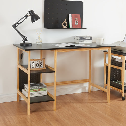 Schreibtisch Dønna 120x60x75cm Zwart/Houtkleur [en.casa] - premiumXL