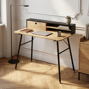 Bureau Var 93x90x50 cm Zwart/Eikenlook [en.casa]
