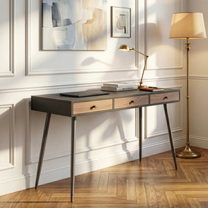 Bureau Tumba 115x48x76 cm Zwart/Walnootlook [en.casa]