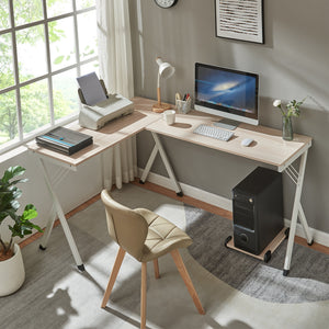 Schreibtisch Tarielarg met PC-standaard L-vormig 158x120x75 cm eikenlook [en.casa] - premiumXL