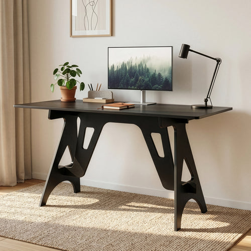 Bureau Bostenenna 120x60x75 cm Zwart met Houtnerf [en.casa]